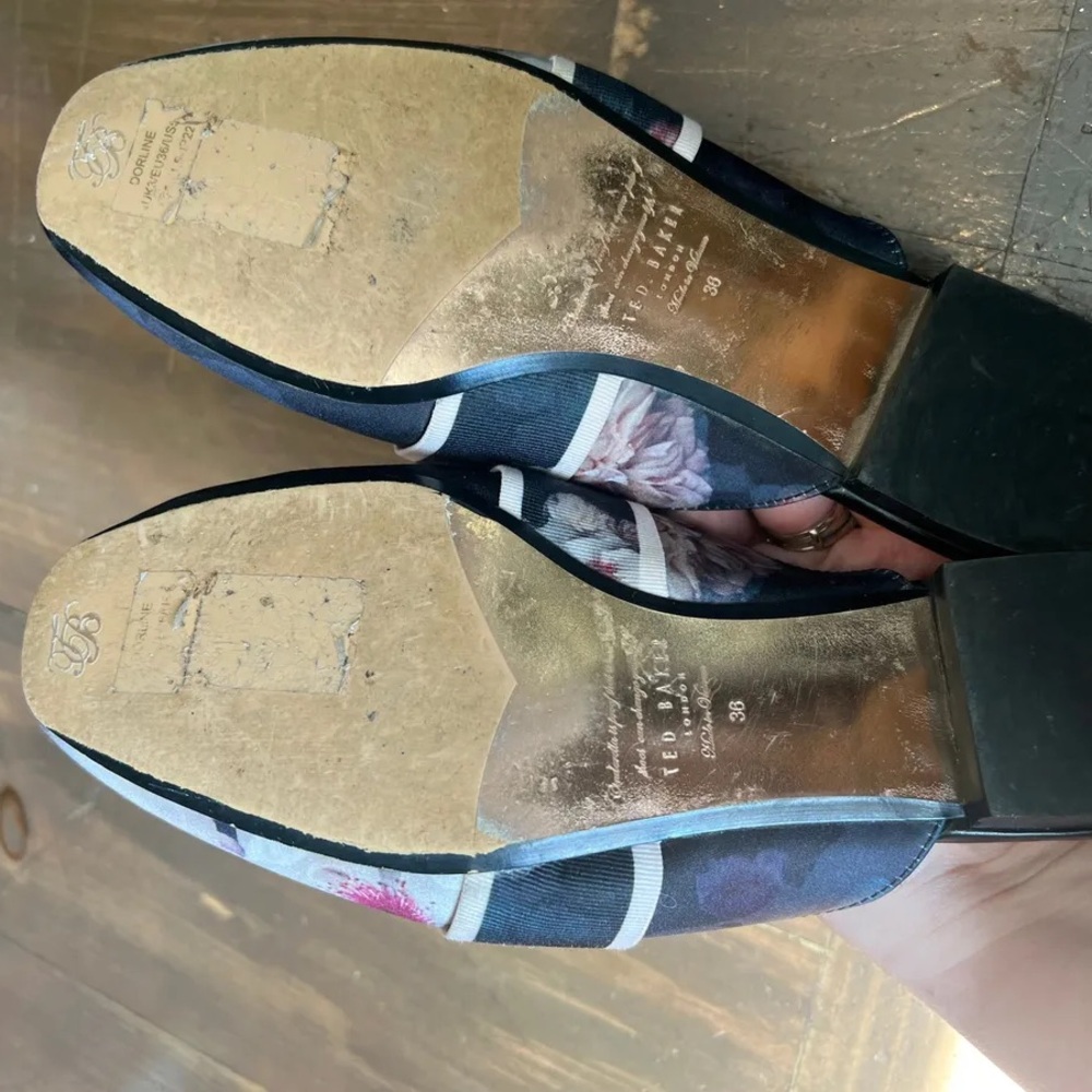 Ted Baker Floral Mules Black Bow Slide Loafers Womens 5 5.5 - Picture 4 of 4